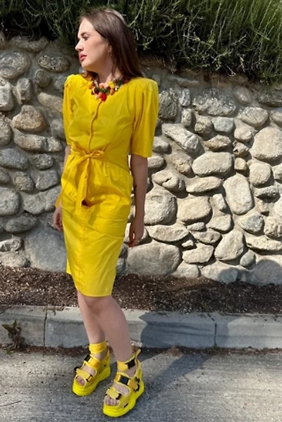 1980s Puff Sleeve Tie back Dress Selected by Personal Choice