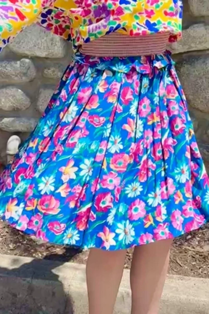 1980s Ungaro Floral Silk Ruffled Skirt Selected by Personal Choice