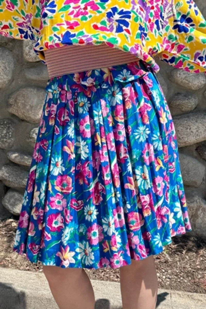 1980s Ungaro Floral Silk Ruffled Skirt Selected by Personal Choice