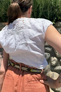 1980s Sleeveless Embroidered Linen Top Selected by Personal Choice
