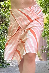 1990s Striped Silk Draped Wrap Skirt Selected by Personal Choice