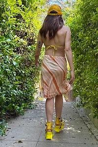 1990s Striped Silk Draped Wrap Skirt Selected by Personal Choice