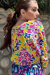 1980s Ungaro Floral Silk Blouson Top Selected by Personal Choice