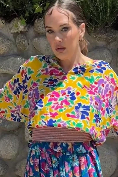 1980s Ungaro Floral Silk Blouson Top Selected by Personal Choice