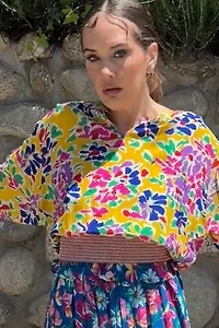 1980s Ungaro Floral Silk Blouson Top Selected by Personal Choice