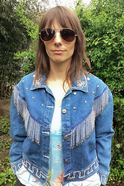 Vintage 1980s Beaded Fringe Western Denim Jacket Selected by Cherry