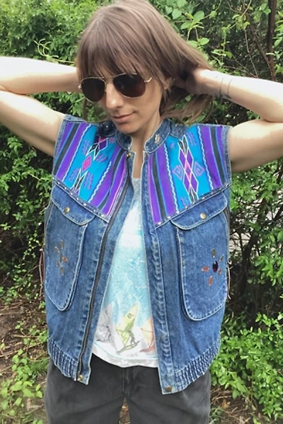 Vintage 1980s Customized Southwest Denim Vest Selected by Cherry