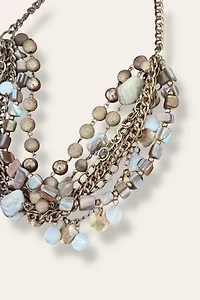 Y2K Gold Tone Layered Beaded Shell Necklace Selected By Afterlife Boutique