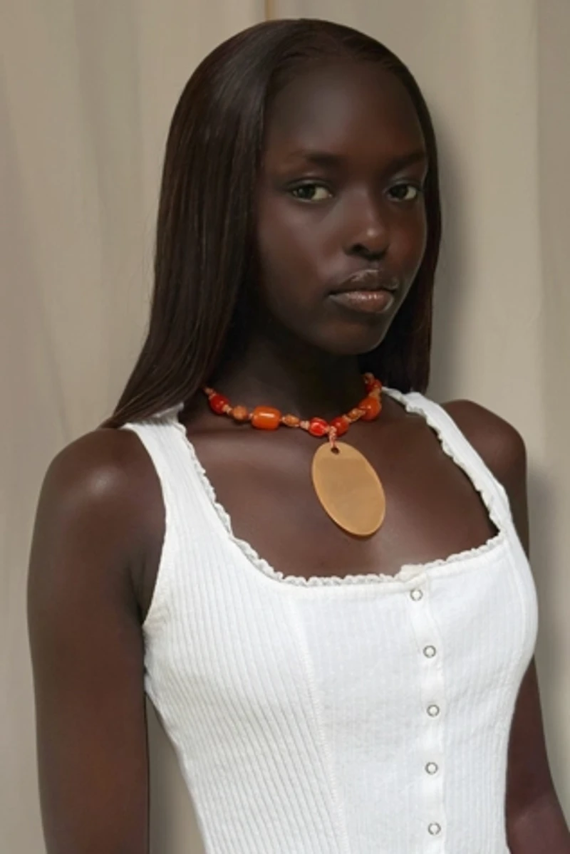 Y2K Orange Beaded Necklace Selected By Afterlife Boutique