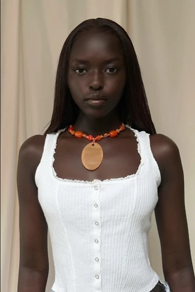Y2K Orange Beaded Necklace Selected By Afterlife Boutique