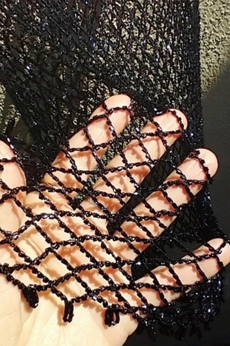 1990's Beaded Black Crochet Tank Selected by Garbage Soup