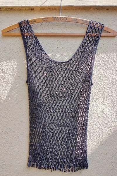 1990's Beaded Black Crochet Tank Selected by Garbage Soup