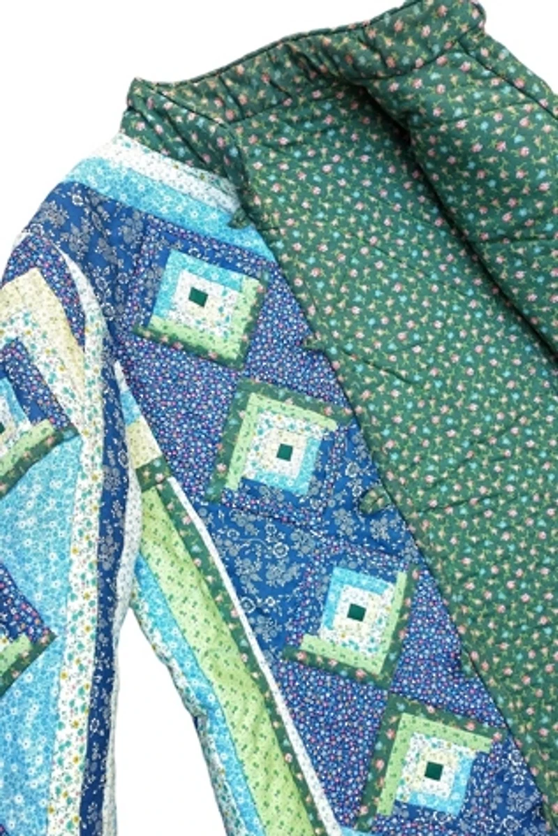 1970's Log Cabin Patchwork Quilt Jacket Selected by Garbage Soup