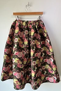 dRA Olive and Pink Floral Brocade Skirt Selected by The Curatorial Dept.