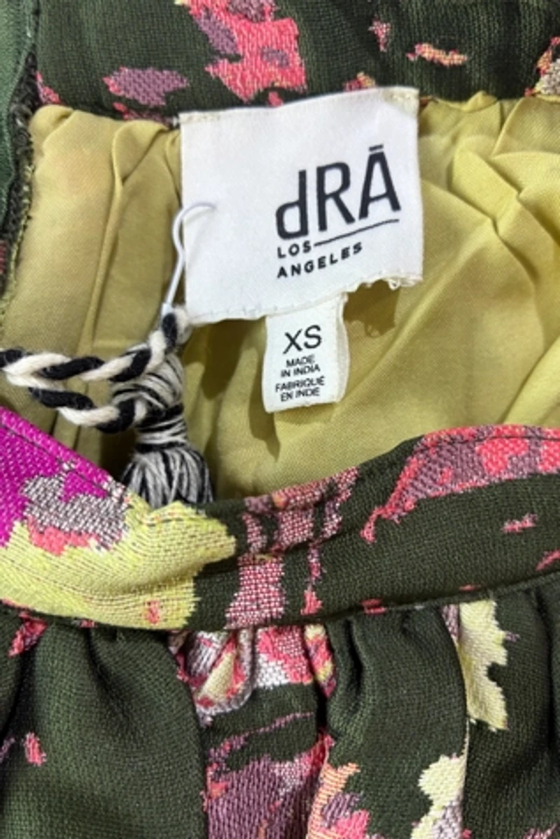 dRA Olive and Pink Floral Brocade Skirt Selected by The Curatorial Dept.