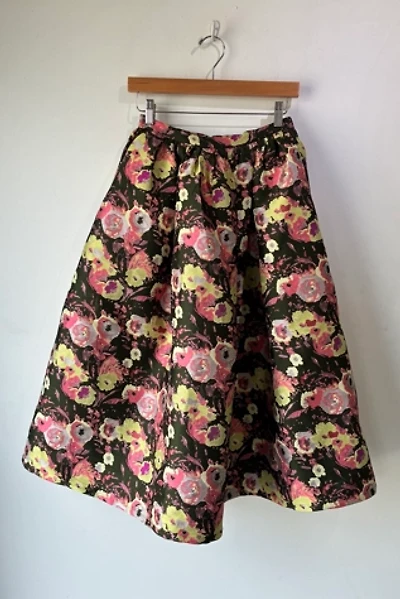 dRA Olive and Pink Floral Brocade Skirt Selected by The Curatorial Dept.