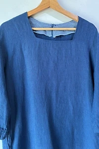 Flax Marine Blue Linen Shift Dress Selected by The Curatorial Dept.