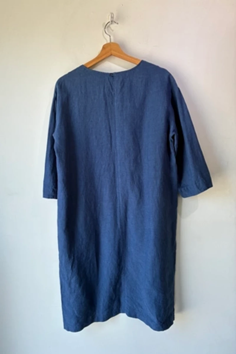 Flax Marine Blue Linen Shift Dress Selected by The Curatorial Dept.