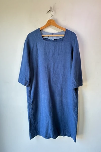 Flax Marine Blue Linen Shift Dress Selected by The Curatorial Dept.