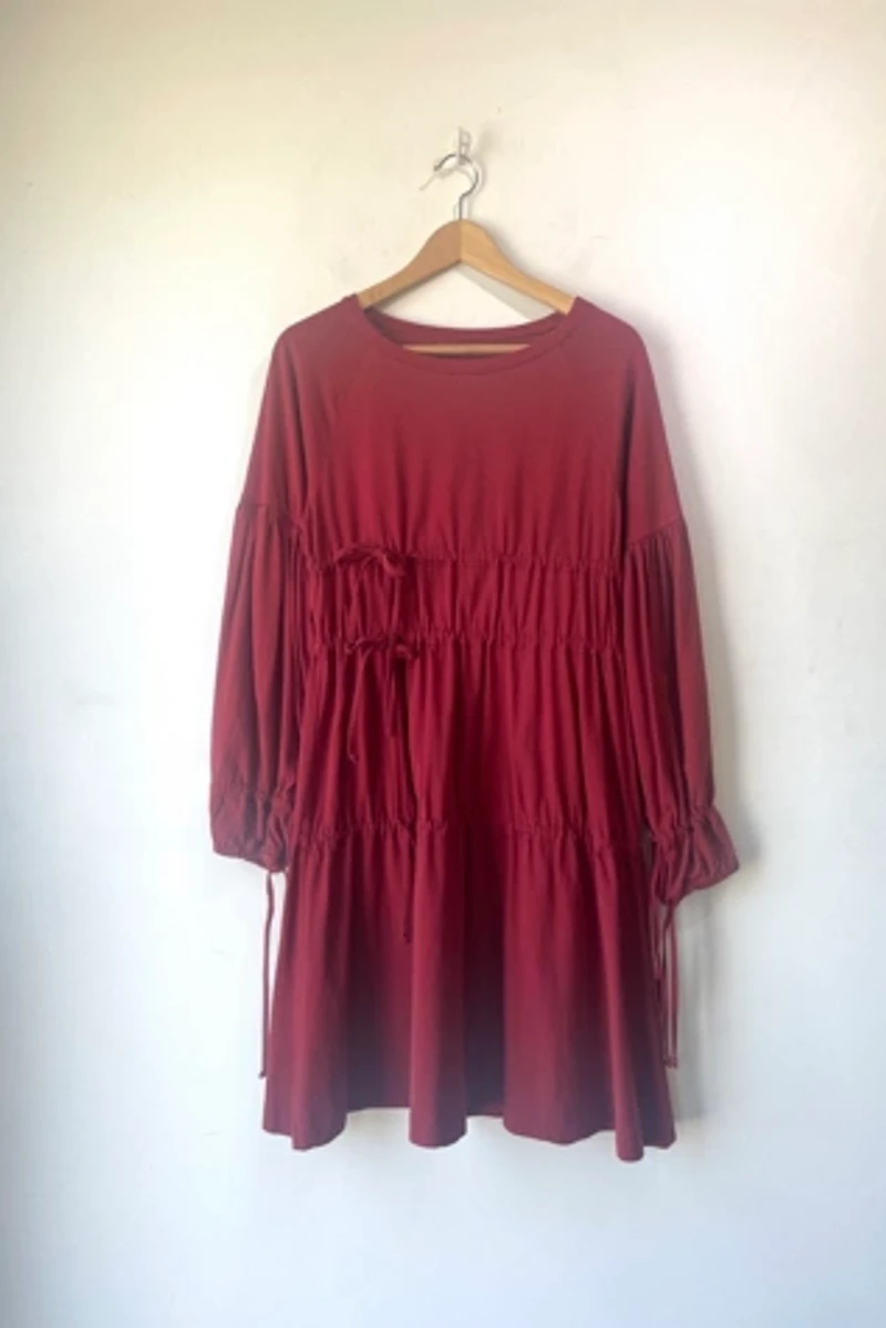 Margiela MM6 Red Ruched Tier Dress Selected by The Curatorial Dept.