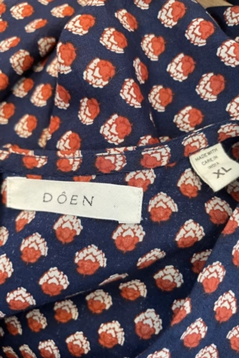 Doen Navy Rust Print Vittoria Dress Selected by The Curatorial Dept.