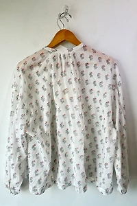 Doen Navy Rust Floral Block Print Shirt Selected by The Curatorial Dept.