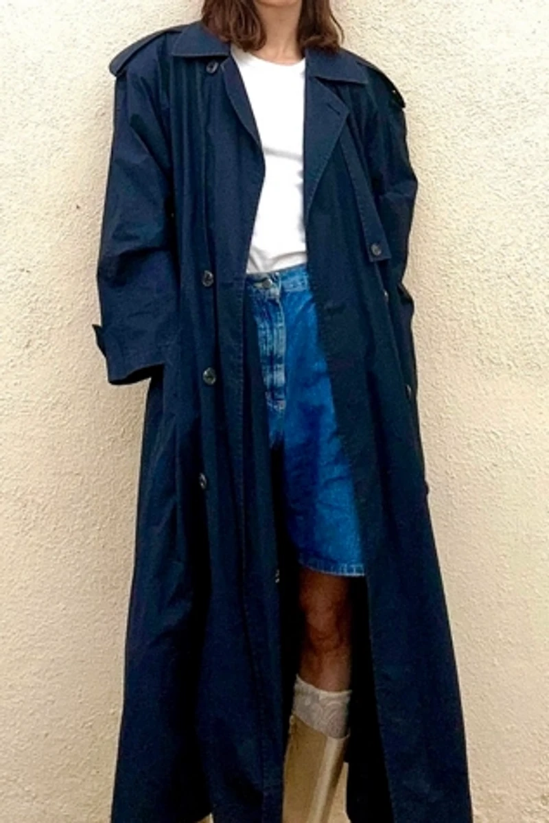 Anne Klein Navy Trench Coat Selected by The Curatorial Dept.
