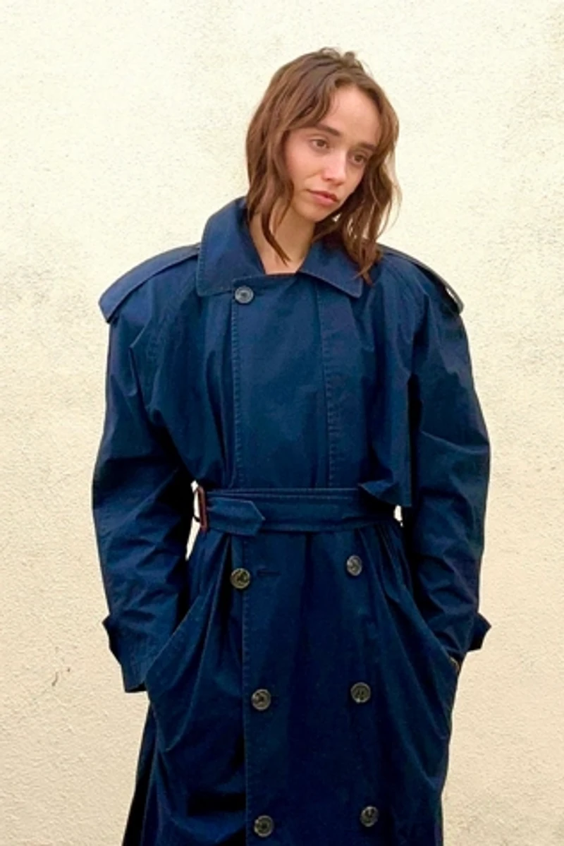 Anne Klein Navy Trench Coat Selected by The Curatorial Dept.