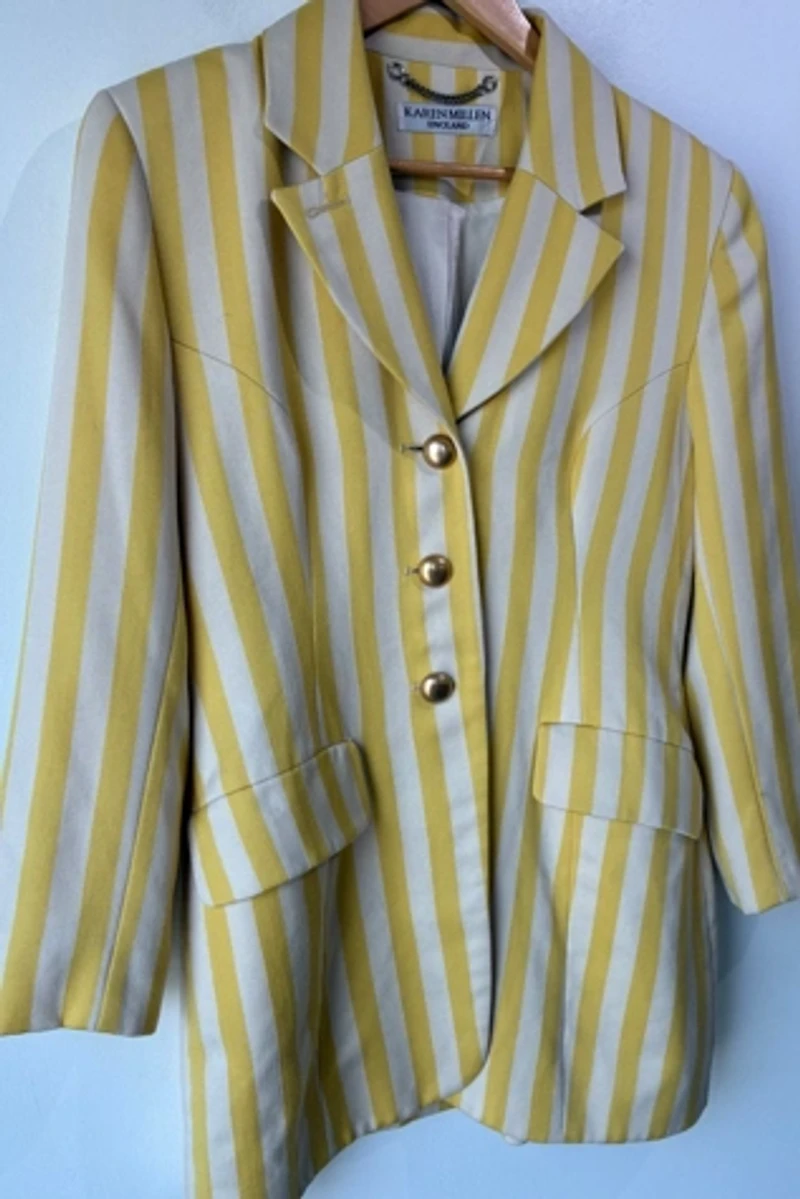 Karen Millen Yellow Stripe Two-Piece Skirt Suit Selected by The Curatorial Dept.