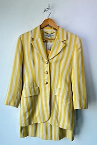 Karen Millen Yellow Stripe Two-Piece Skirt Suit Selected by The Curatorial Dept.