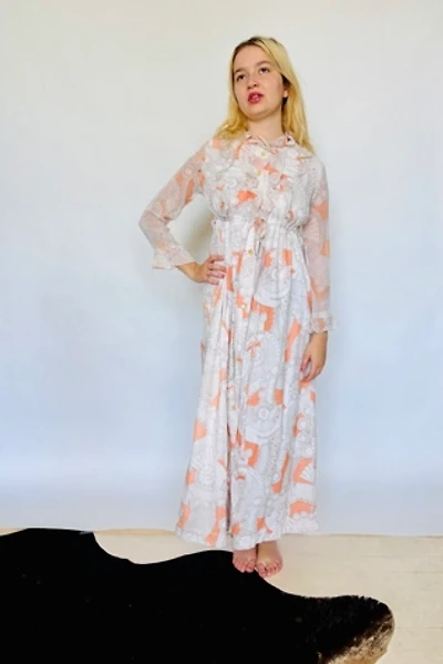 Vintage Tangerine Dream Summer Garden Dress Selected by Atlantic Vintage