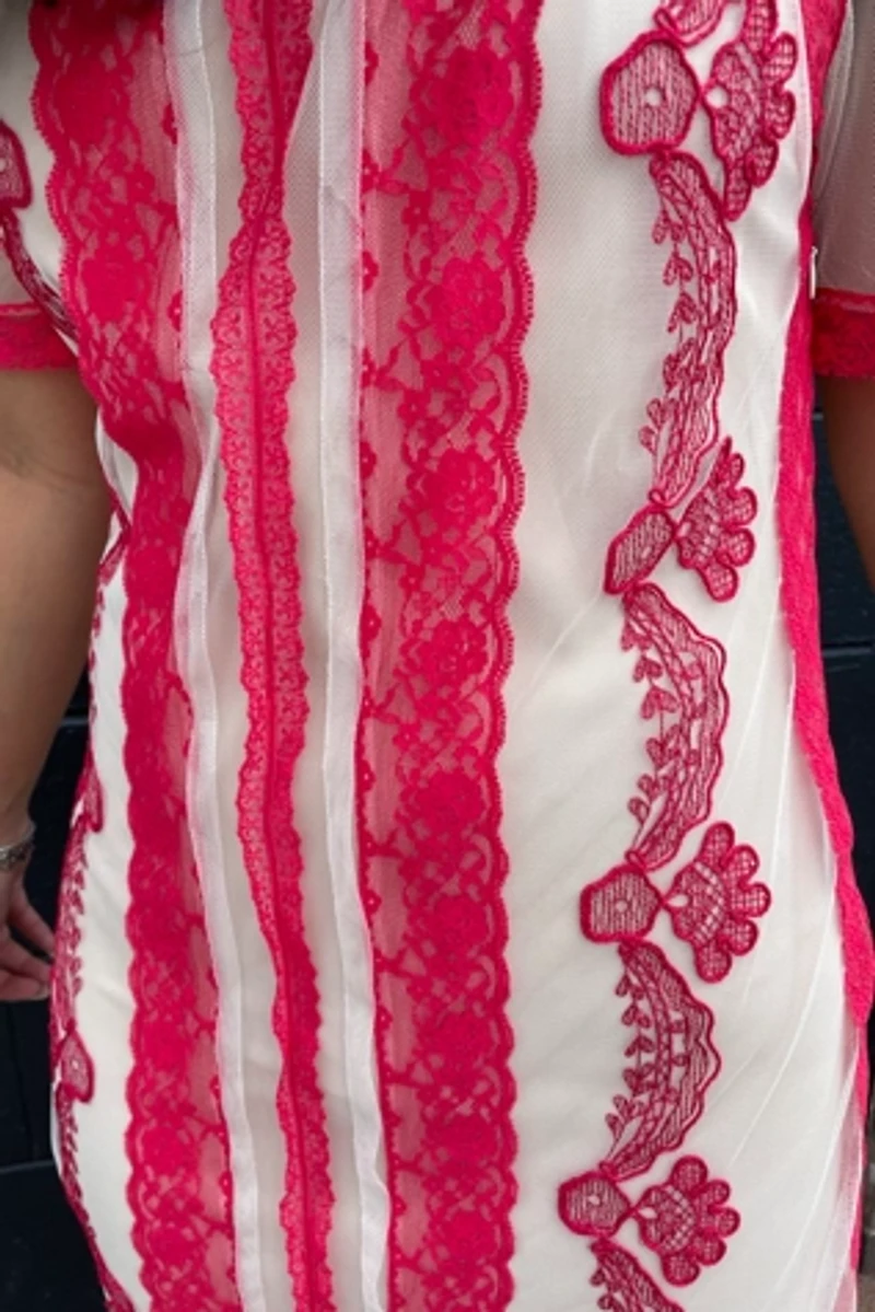 Alice Temperley Stripped Lace Maxi Dress Selected by FernMercantile