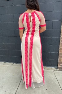 Alice Temperley Stripped Lace Maxi Dress Selected by FernMercantile