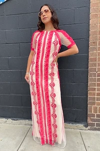Alice Temperley Stripped Lace Maxi Dress Selected by FernMercantile