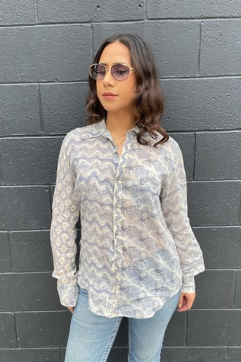 Dosa Asymmetrical Blue Floral Shirt Selected by FernMercantile