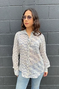 Dosa Asymmetrical Blue Floral Shirt Selected by FernMercantile