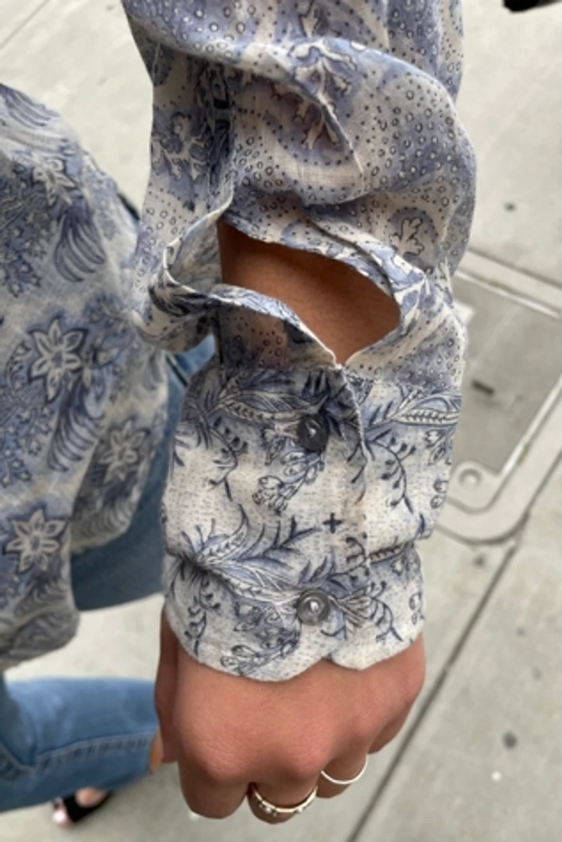 Dosa Asymmetrical Blue Floral Shirt Selected by FernMercantile