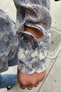 Dosa Asymmetrical Blue Floral Shirt Selected by FernMercantile