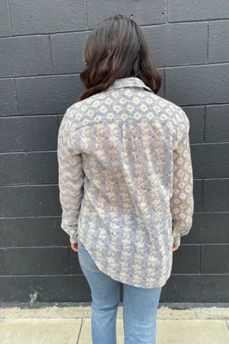 Dosa Asymmetrical Blue Floral Shirt Selected by FernMercantile