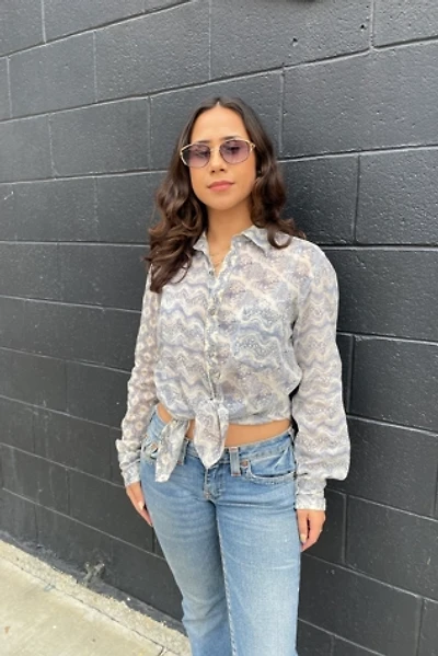 Dosa Asymmetrical Blue Floral Shirt Selected by FernMercantile