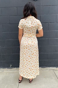 Vintage 1970's Peach Floral Skirt and Top Set Selected by FernMercantile