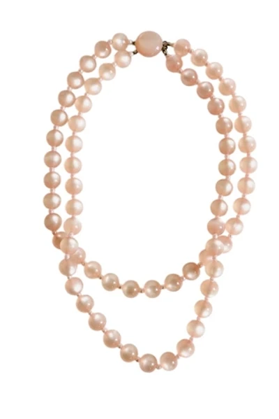 Vintage 1970's Pink Glow Bead Double Strand Necklace Selected by FernMercantile