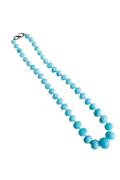Vintage 1980's Blue Faceted Glass Bead Necklace Selected by FernMercantile