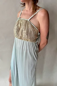 70s Blue and Gold Night Gown Selected by Wax Plant