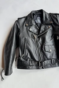 Leather Cropped Moto Jacket Selected by Wax Plant
