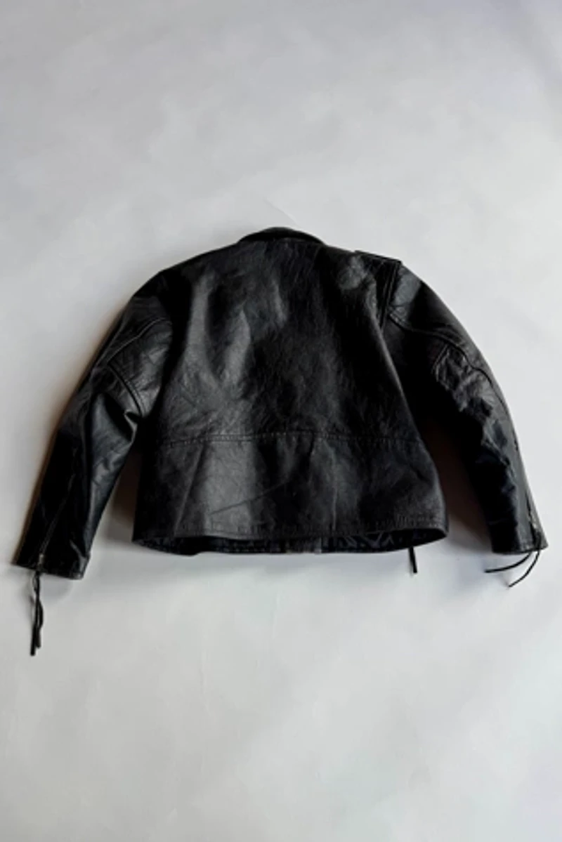 Leather Cropped Moto Jacket Selected by Wax Plant