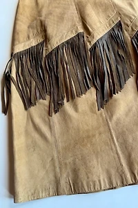 Leather Fringe Maxi Skirt Selected by Wax Plant