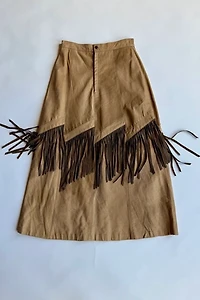 Leather Fringe Maxi Skirt Selected by Wax Plant