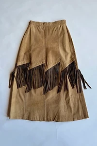 Leather Fringe Maxi Skirt Selected by Wax Plant