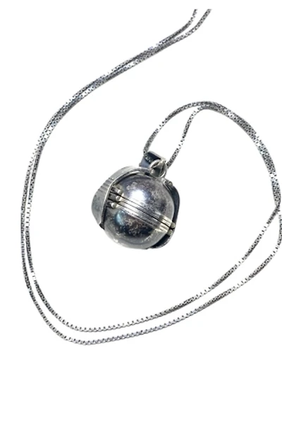 Vintage Sterling Silver Orb Locket Pendant Necklace Selected by Lux Revival